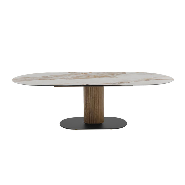mesa de comedor ovalada cameo base madera