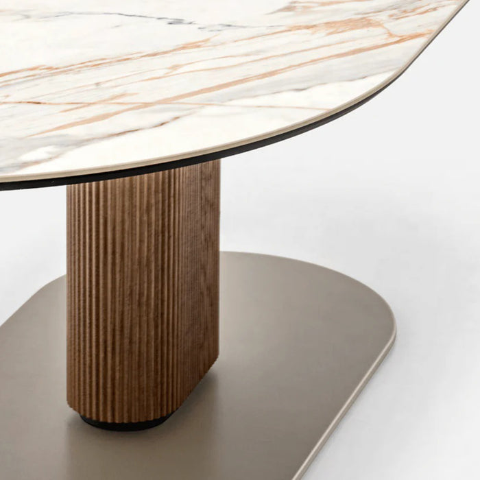 mesa de comedor ovalada cameo base madera