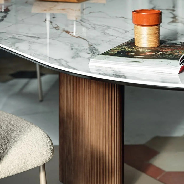 mesa de comedor ovalada cameo base madera