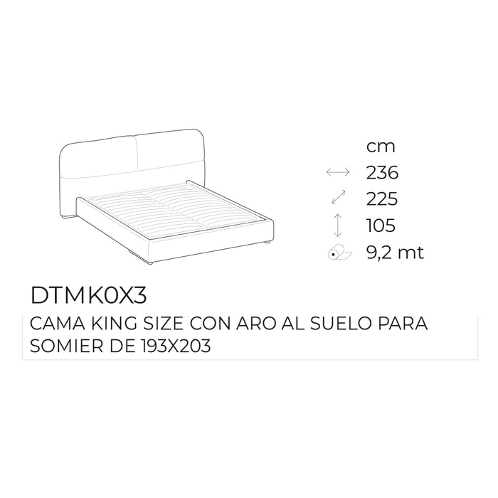 cama king size kilian round con aro al suelo