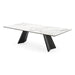 mesa icaro extensible marmol blanco y base negra 160 cm