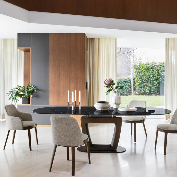 mesa de comedor extensible de cristasl orbital