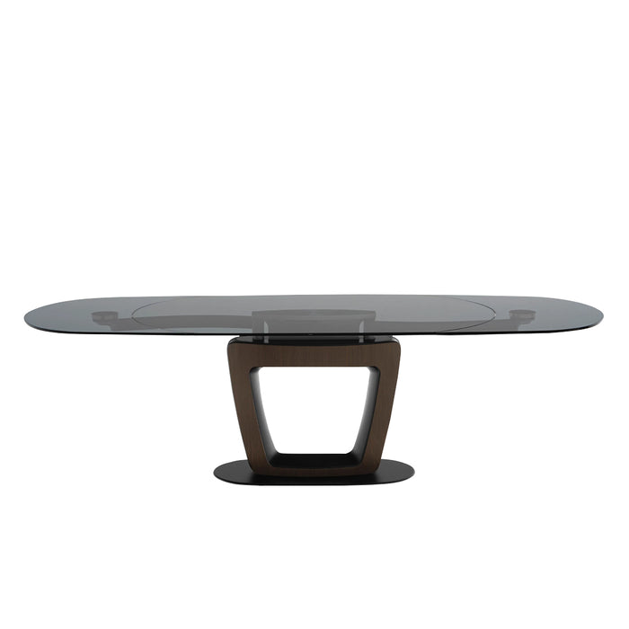 mesa de comedor extensible de cristal orbital