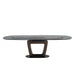 mesa de comedor extensible de cristal orbital