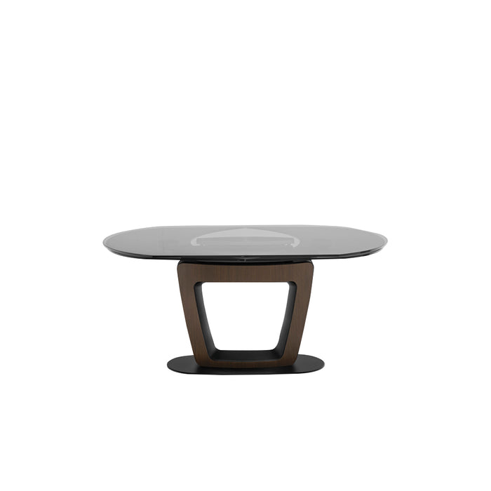mesa de comedor extensible de cristal orbital