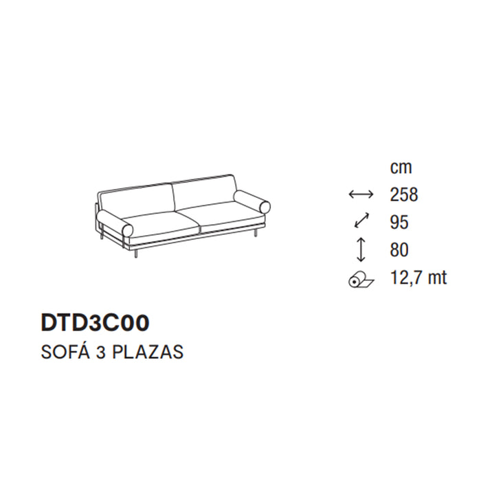 Sofá Mies Roll de 3 plazas