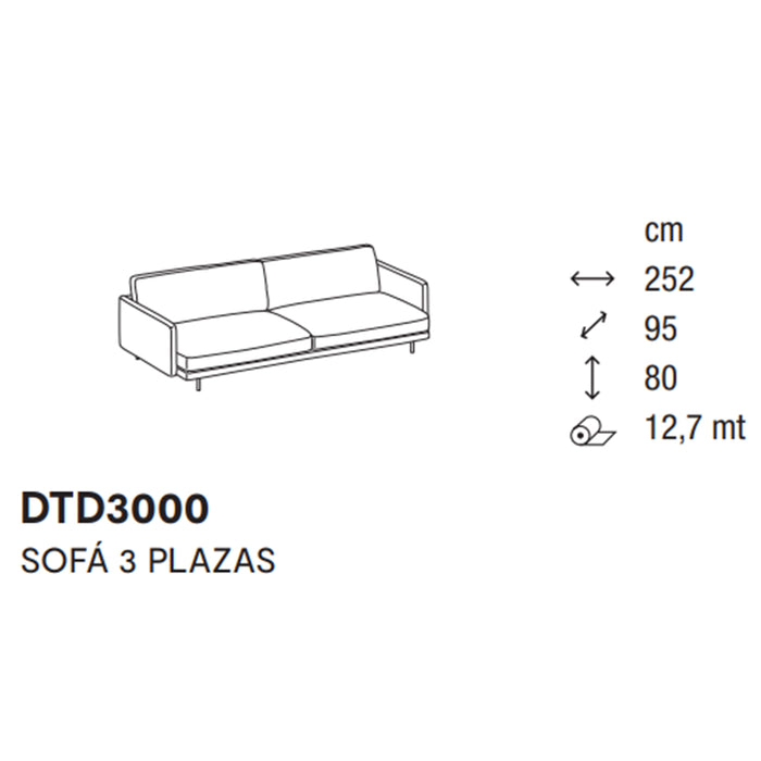 Sofá Mies de 3 plazas
