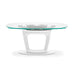 mesa orbital extraclaro transparente y base blanca 165 cm