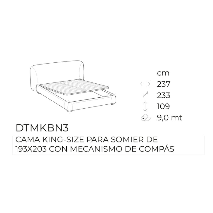 Cama Noa king size con mecanismo de compás