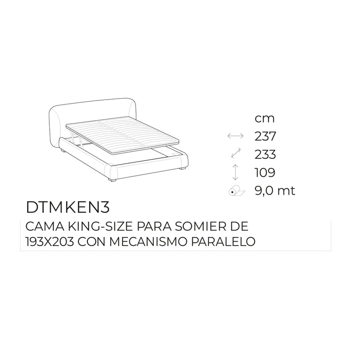 Cama Noa King size con mecanismo paralelo
