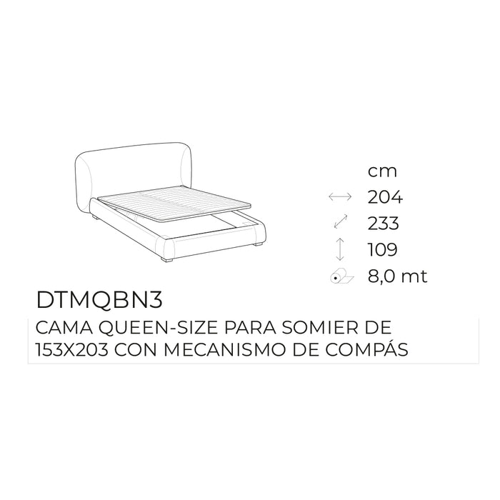 cama noa queen size con mecanismo de compás