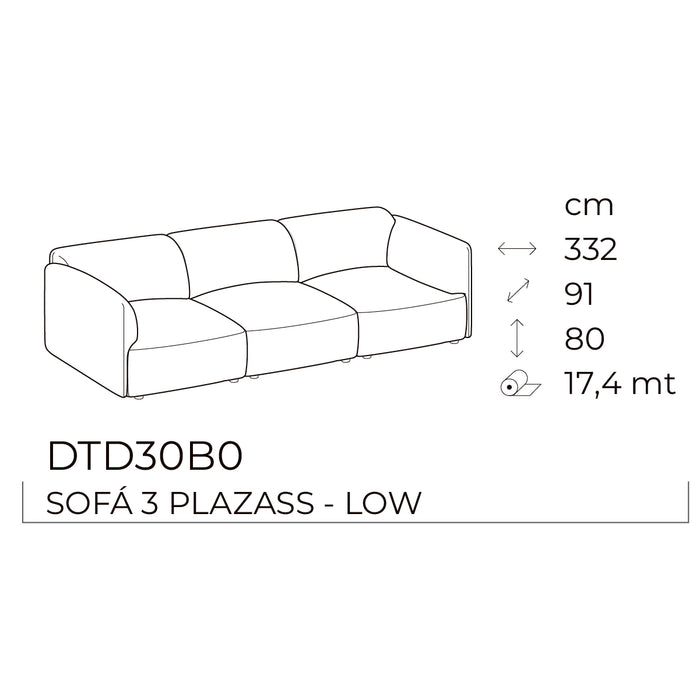 axis low sofá 3 plazas