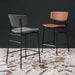 banco fifties de cuero cognac y base negra