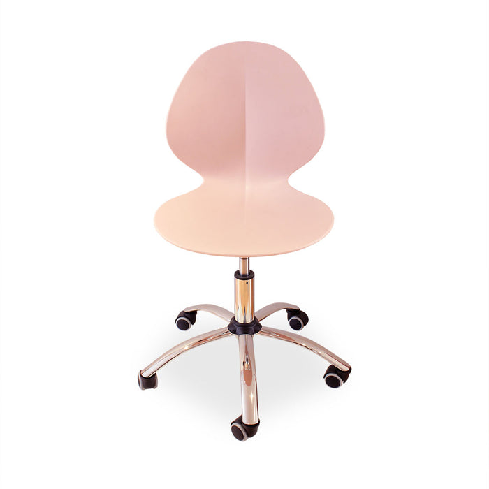 Silla basil giratoria con ruedas rosa palo base cromo