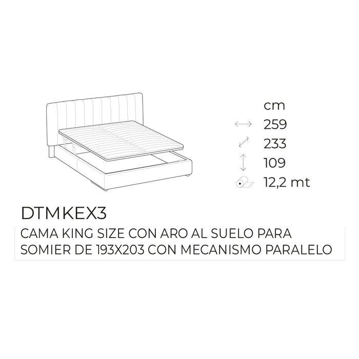 cama king size kilian con aro al suelo y mecanismo paralelo