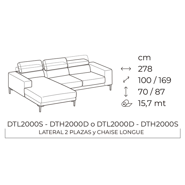 edgar lateral 2 plazas y chaise lounge izquierdo