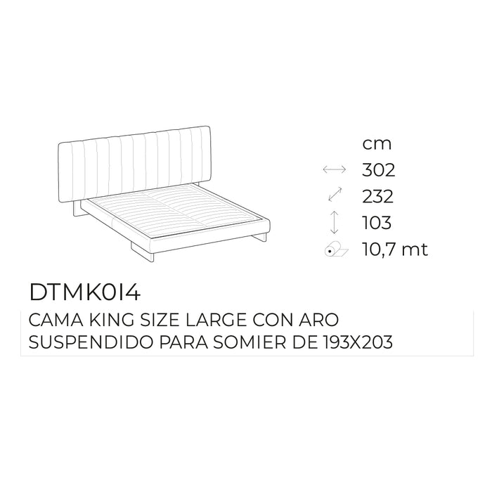 cama king size kilian large con aro suspendido