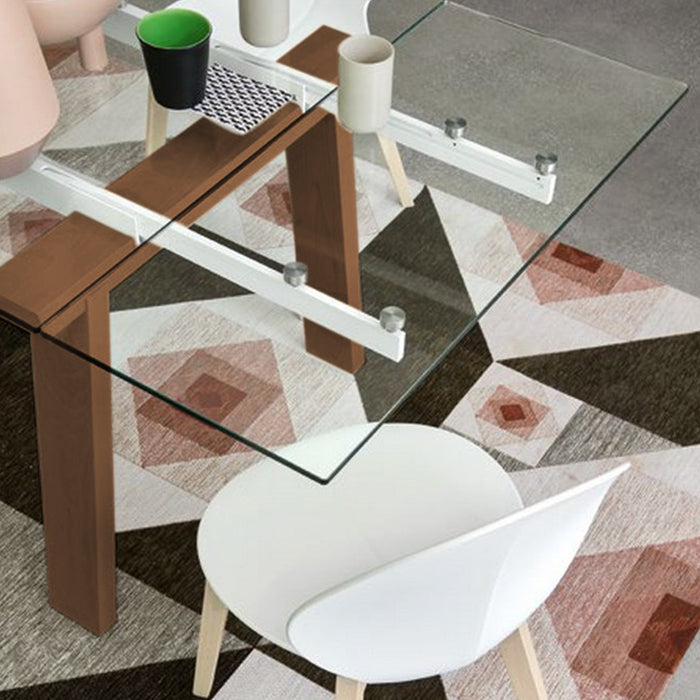 mesa extensible levante 160 cm nogal y blanco