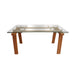 Mesa levante transparente base nogal