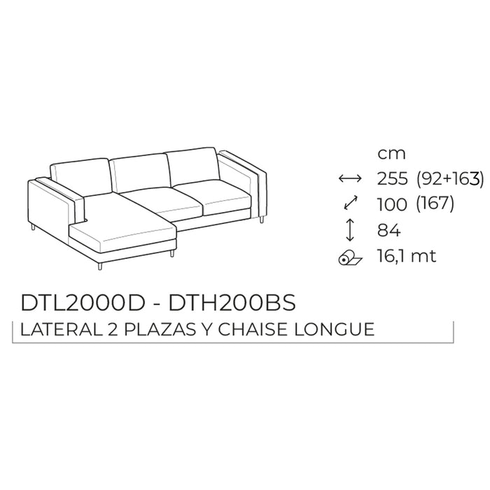 Sofa con Chaise Metro Next piel meta