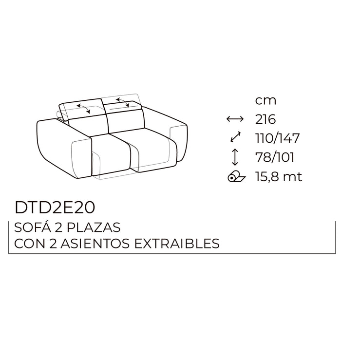 pandora sofá 2 plazas