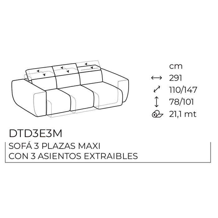 pandora sofá 3 plazas MAXI