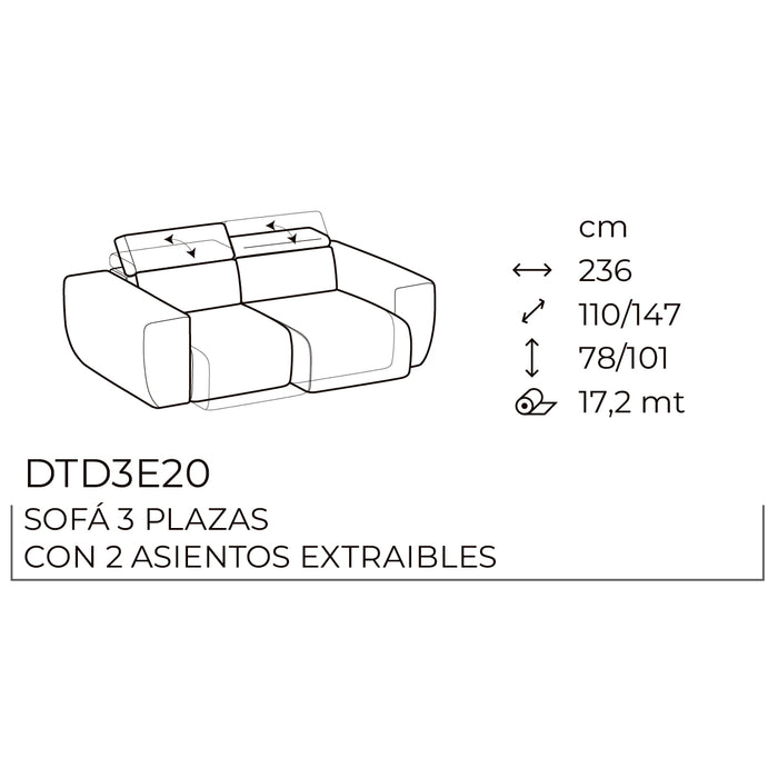 pandora sofá 3 plazas
