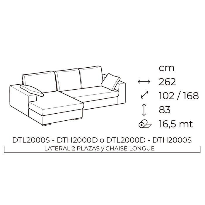 sierra sofa lateral 2 plazas con chaise longue derecho