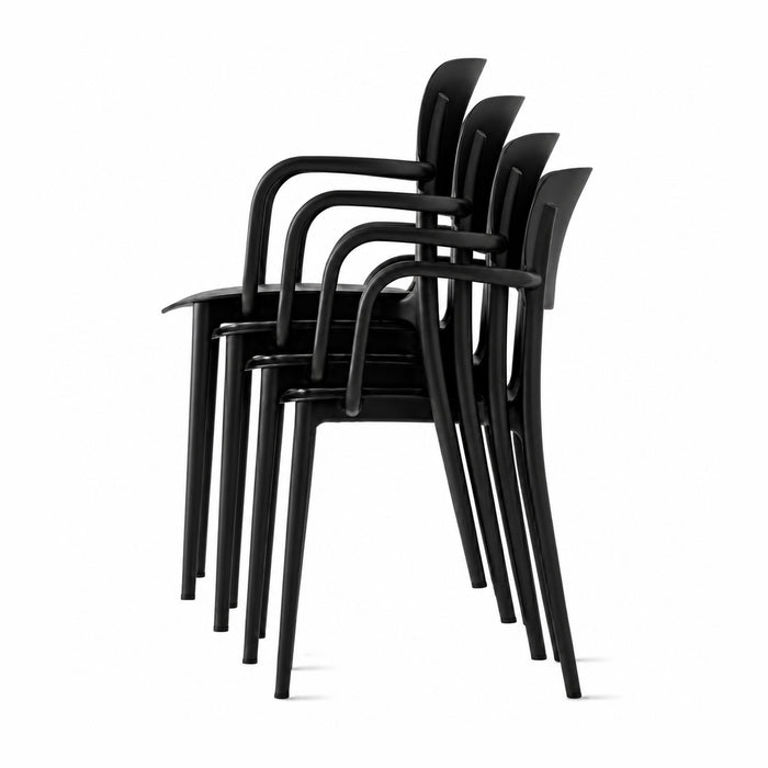 silla liberty de plástico con brazos negro interior y exterior