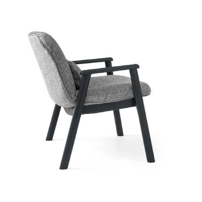 Sillon Baltimora tela kalix gris base madera