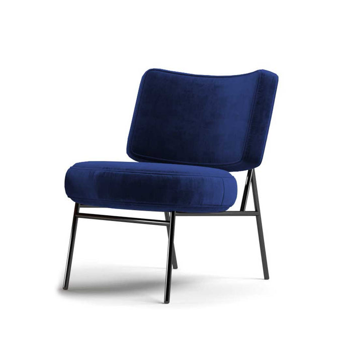 butaca coco base negra y terciopelo venice azul