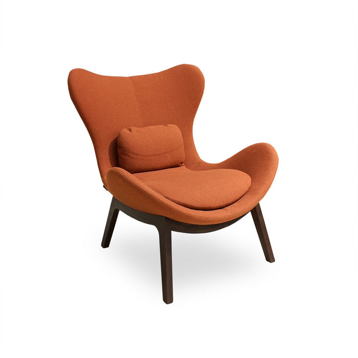 Sillon lazy tela terracota rojo base madera